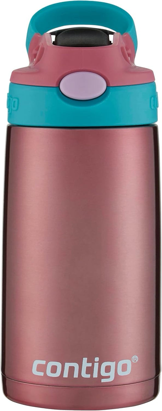Stainless Steel Kids Water Bottle with Straw and AUTOSPOUT Lid, 13oz Capacity