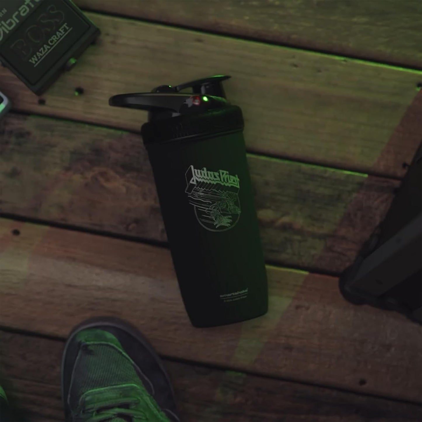 Stainless Steel Protein Shaker Bottle 900ml | 30oz with Leakproof Lid - BPA Free - Rockband Reforce Design - Judas Priest Logo