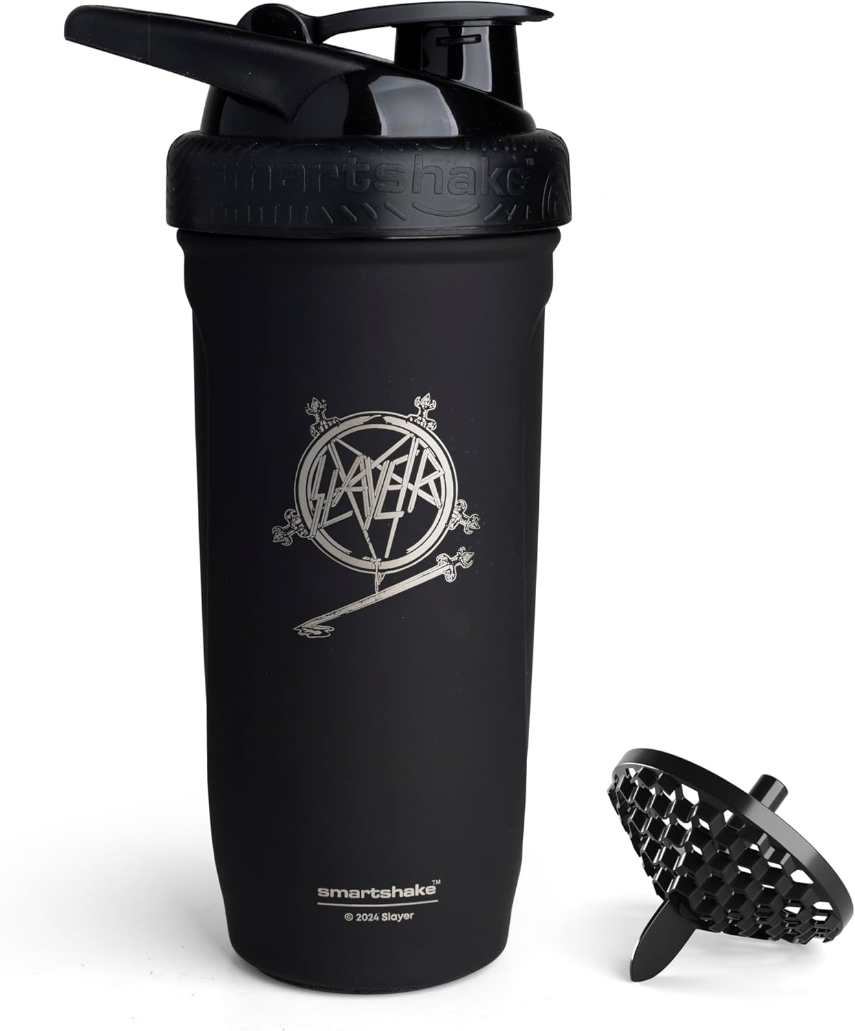 Stainless Steel Smartshake Rockband Reforce Protein Shaker Bottle 900ml with Leakproof Lid - BPA Free - Slayer Logo