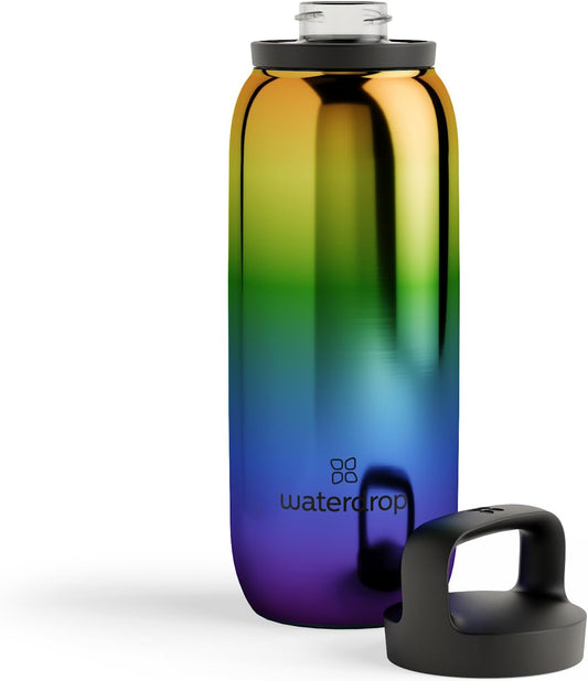 Stainless Steel Vacuum Insulated Water Bottle - 20 Oz, Leakproof, Double Walled, BPA Free, Rainbow Design - Ideal for Hot & Cold Beverages, Hydration