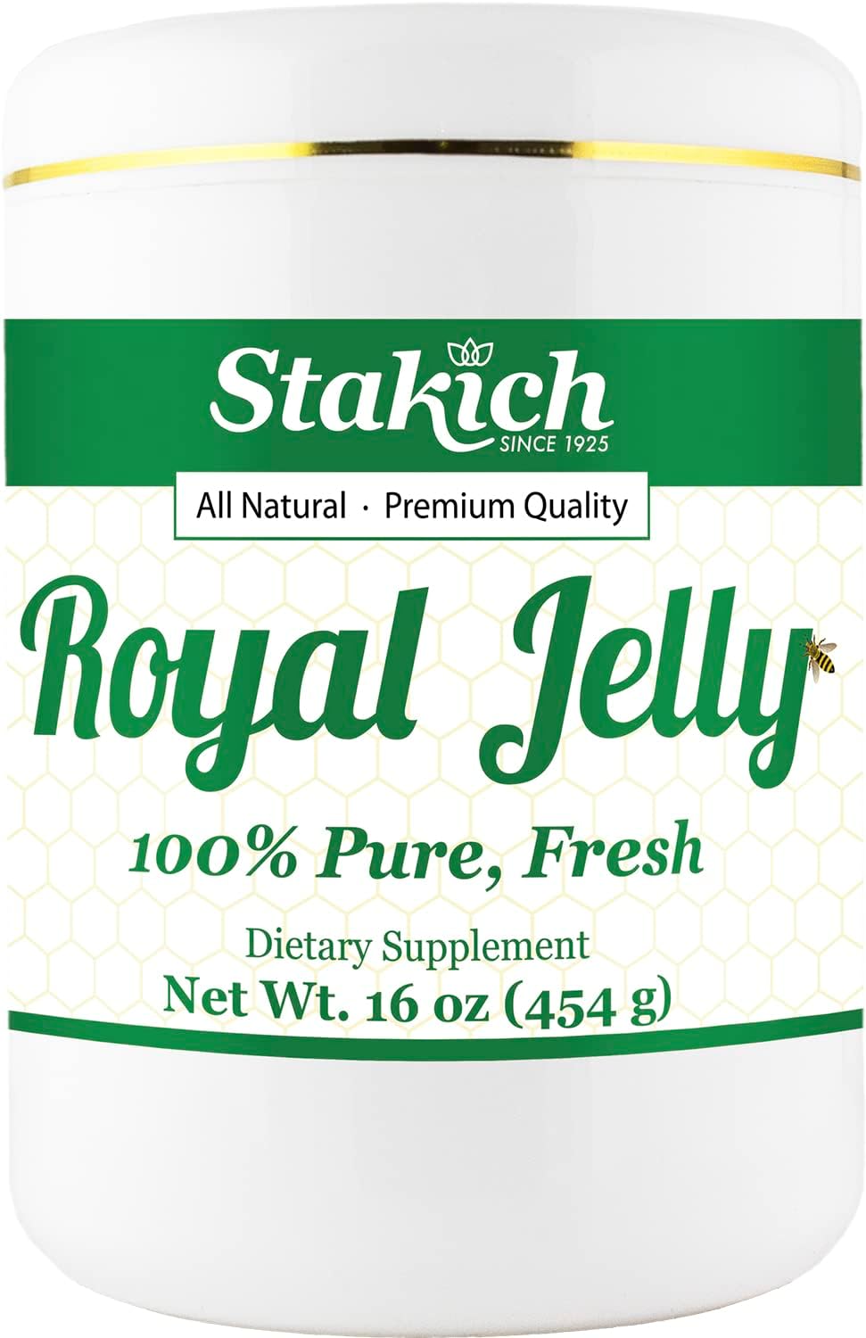 Stakich Pure Fresh Royal Jelly - All Natural with No Additives or Preservatives - 16 Ounce (1 Pound)