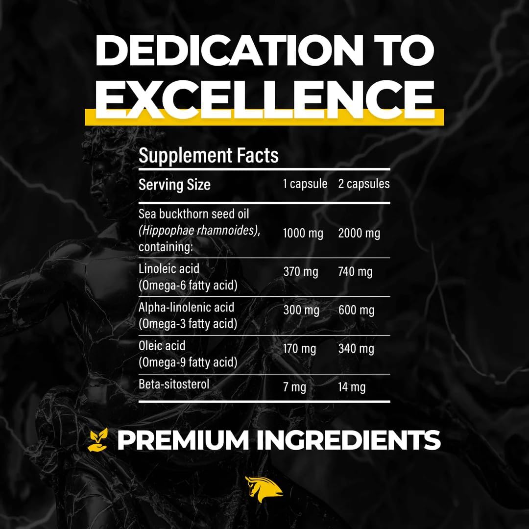 Stampede Network Immortal Sea Buckthorn Capsules: Omega Fatty Acids & Antioxidants for Skin, Energy, Immunity - Men & Women's Health