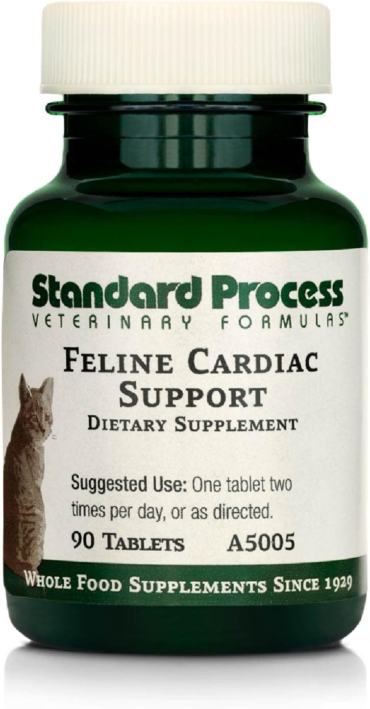 Standard Process Feline Cardiac Support Supplement - 90 Tablets - Heart Health & Function - Nutritional Supplement for Cats - Cardiovascular Support Tablet