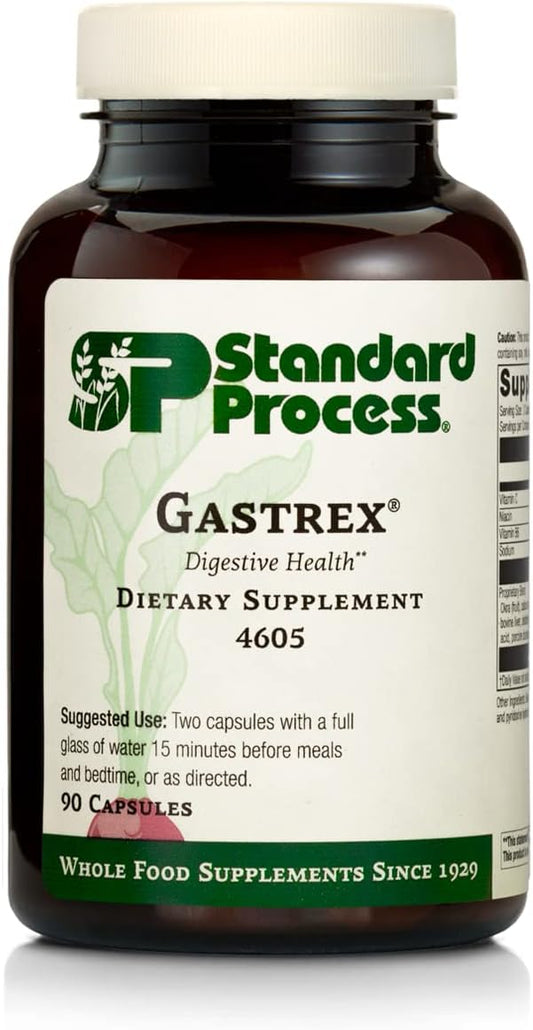 Standard Process Gastrex Capsules - Whole Food Digestive Support with Oat Straw, Choline Bitartrate, and More - 90 Count