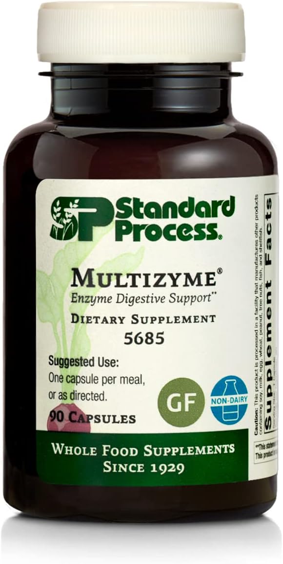 Standard Process Multizyme Capsules - Whole Food Pancreas Support with Pancreatin Digestive Enzymes - 90 Capsules