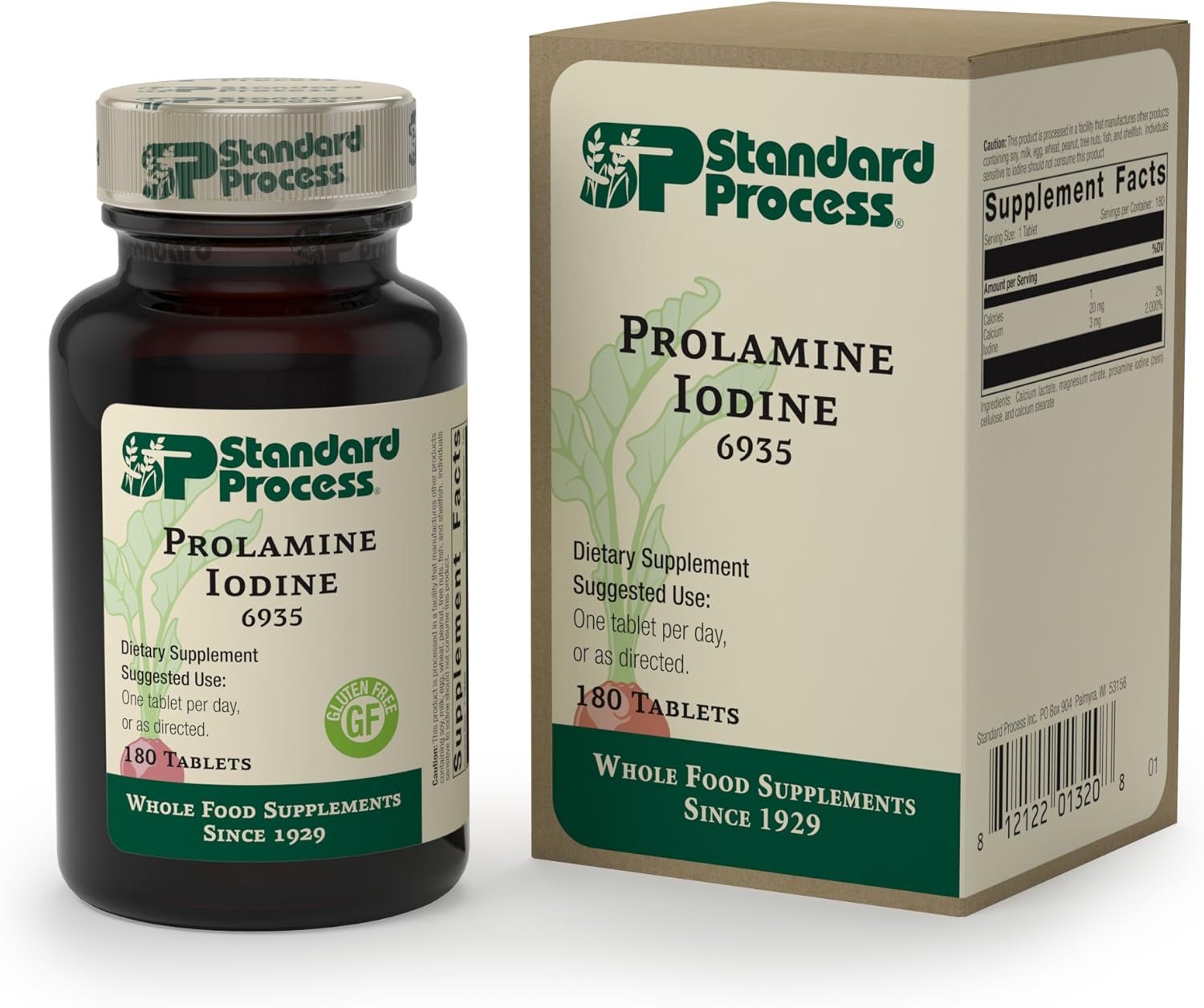 Standard Process Prolamine Iodine Tablets - Supports Healthy Iodine Levels, Thyroid Function - Gluten Free/Vegetarian - 180 ct