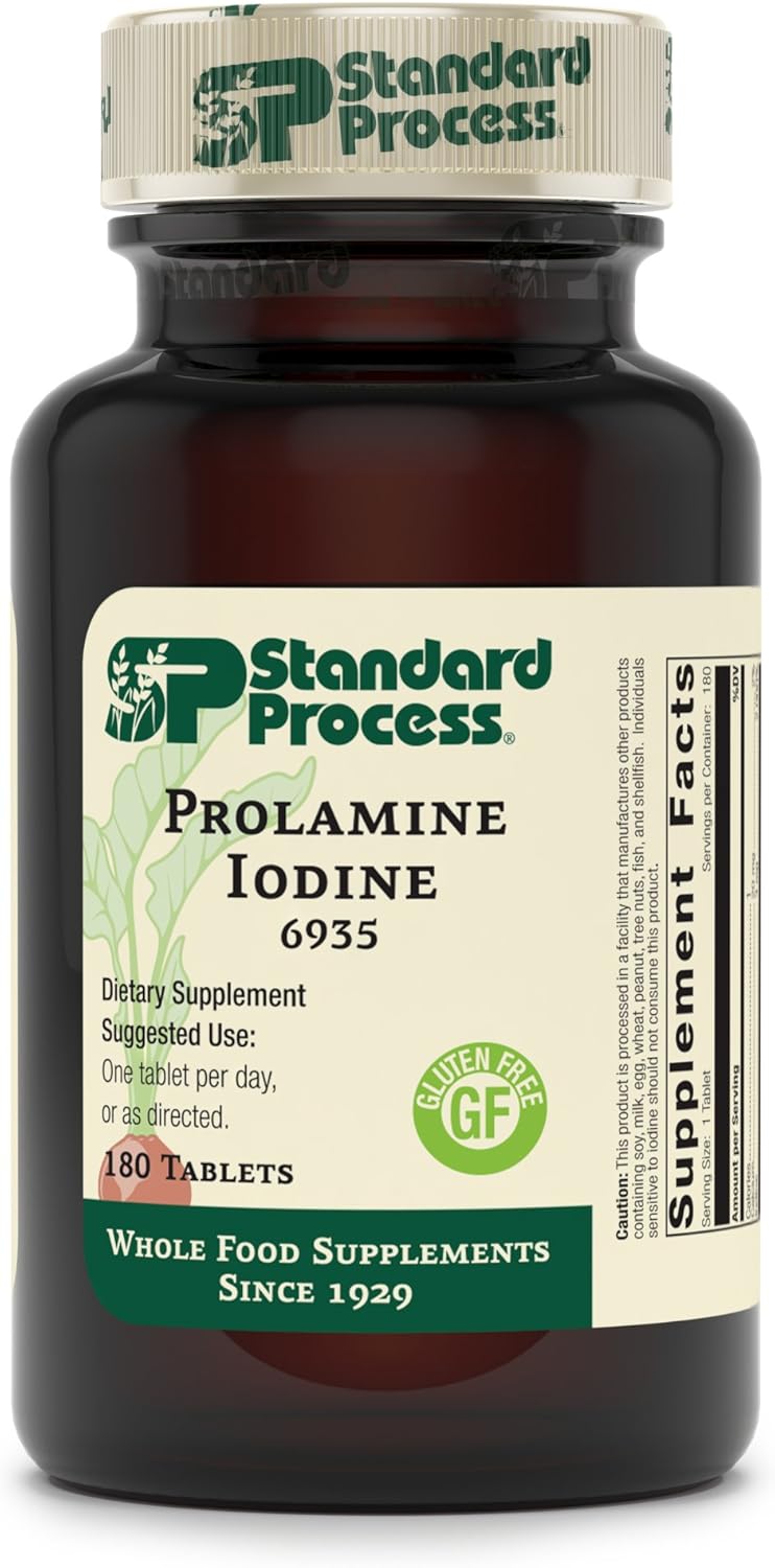 Standard Process Prolamine Iodine Tablets - Supports Healthy Iodine Levels, Thyroid Function - Gluten Free/Vegetarian - 180 ct
