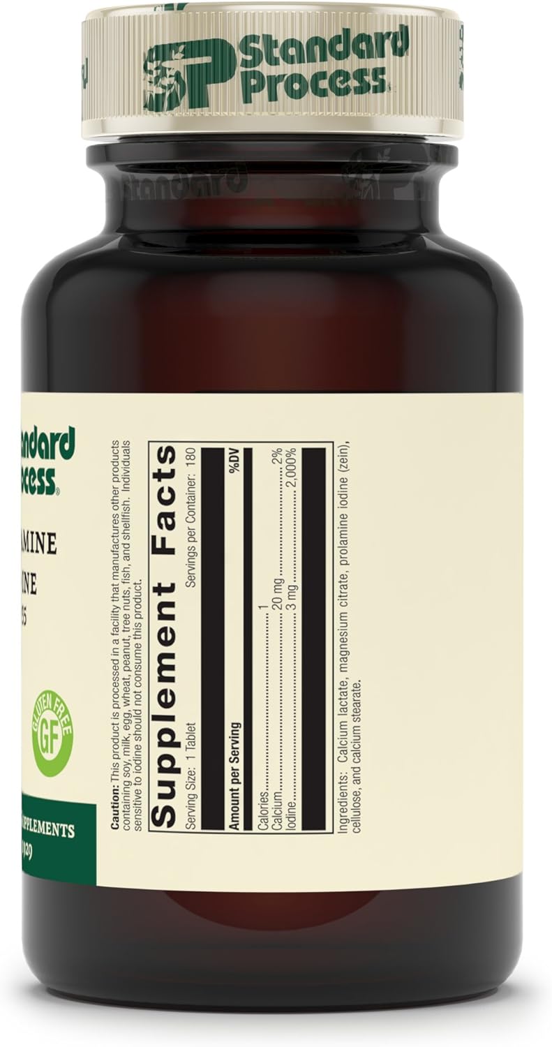 Standard Process Prolamine Iodine Tablets - Supports Healthy Iodine Levels, Thyroid Function - Gluten Free/Vegetarian - 180 ct