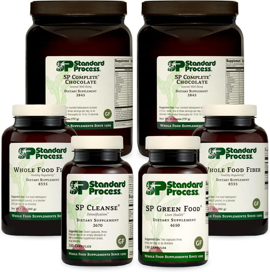 Standard Process Purification Kit: Detox & Liver Support with Milk Thistle, Whey Protein, Fiber, Choline, and Calcium - SP Complete Chocolate & Whole Food Fiber