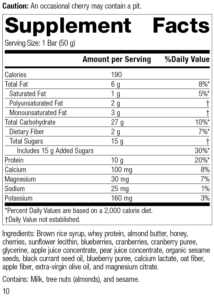 Standard Process StandardBar: Gluten-Free Whole Food Protein Bar with Calcium, Potassium - Vegetarian - 18 Bars - Berry Flavor