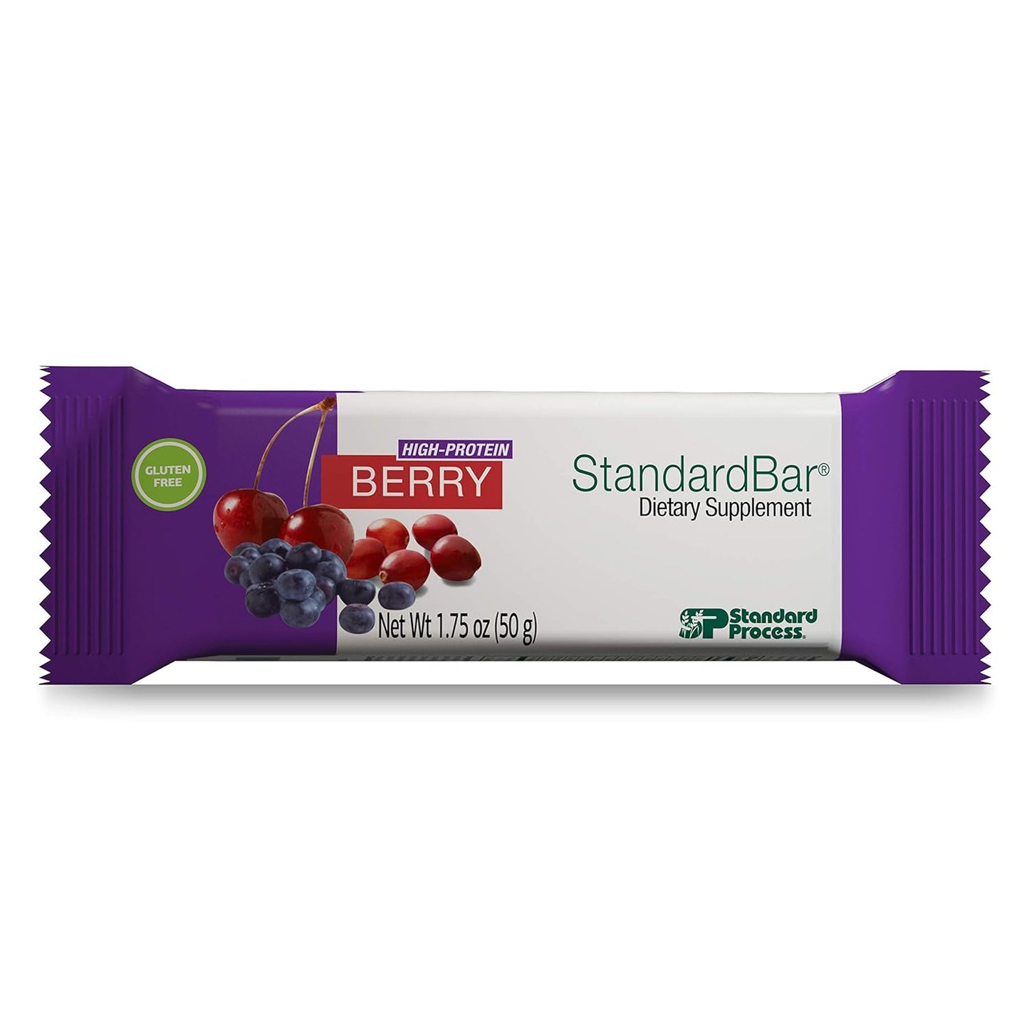 Standard Process StandardBar: Gluten-Free Whole Food Protein Bar with Calcium, Potassium - Vegetarian - 18 Bars - Berry Flavor