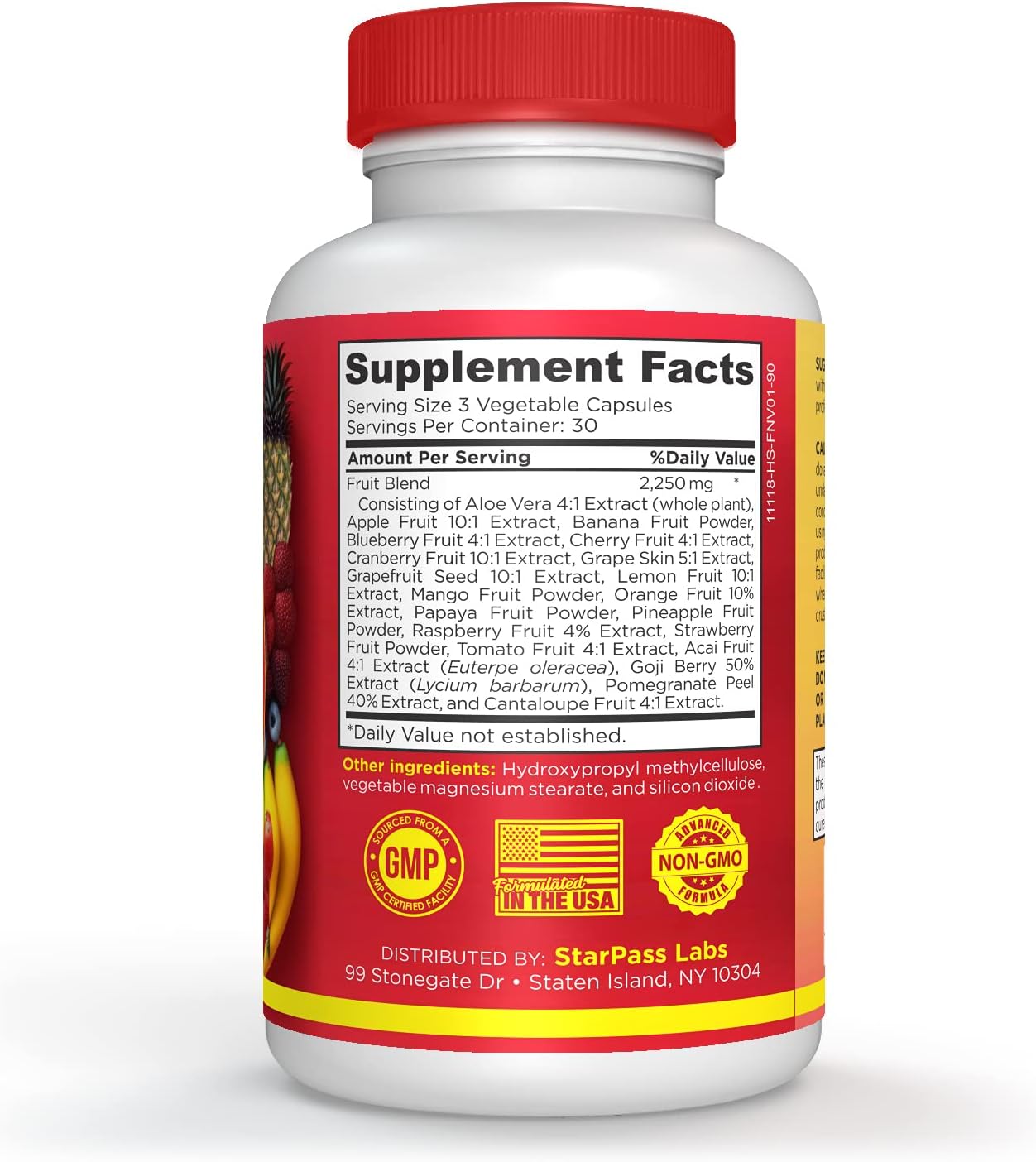 StarPass Labs Vegetarian Superfood Reds Fruits and Greens Capsules | Vegan 90 Fruits 90 Veggies for Men Women Kids | Natural Vitamins Minerals