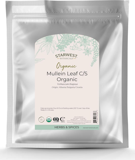 Starwest Botanicals Organic Mullein Leaf, 16 Ounces, Cut and Sifted | Loose Leaf Tea