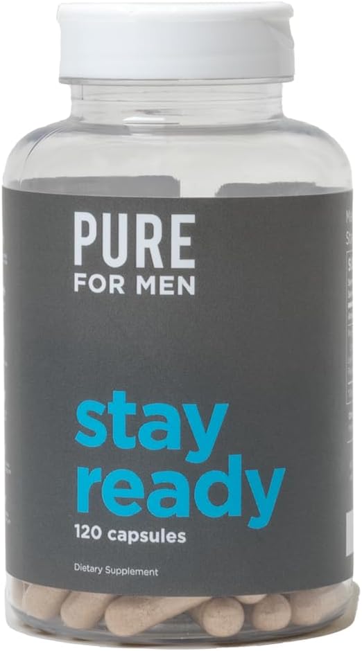 Stay Ready with Pure for Men Fiber Supplement (120 Count) + Bum Balm Raw Lotion for Men - Complete Men's Wellness Set