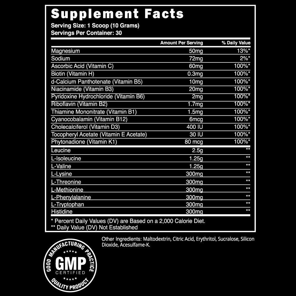 Steel Supplements BCAA EAA Powder - Kiwi Strawberry Flavor | Boosts Lean Muscle Growth and Workout Stamina | 2:1:1 Ratio for Faster Muscle Recovery | 30 Servings
