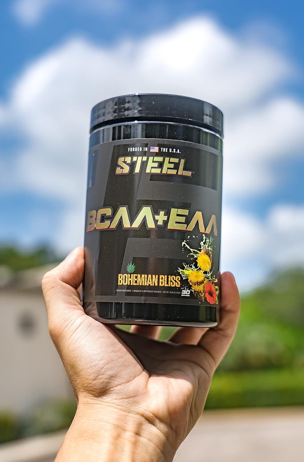 Steel Supplements High Performance BCAA EAA Powder for Lean Muscle Growth and Workout Endurance, 2:1:1 Ratio, 30 Servings