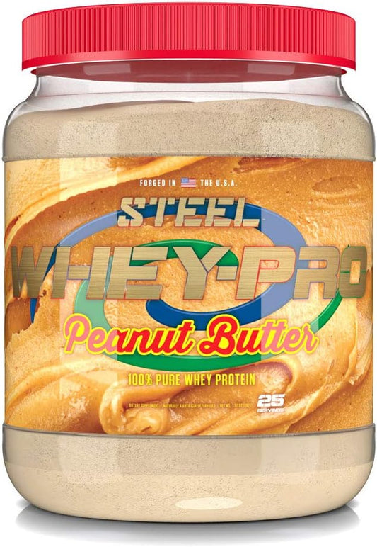 Steel Supplements Whey-Pro Peanut Butter Protein Powder | 100% Pure Whey for Muscle Gain & Recovery | Gluten Free | Non-GMO | 1.51 lbs - BoostGo Australia