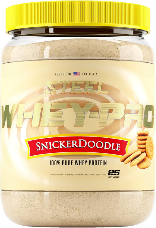 Steel Supplements Whey-Pro Snickerdoodle Protein Powder for Muscle Gain and Recovery, 1.65 lbs, Gluten-Free, BCAA 5g, Non-GMO - 25 Servings