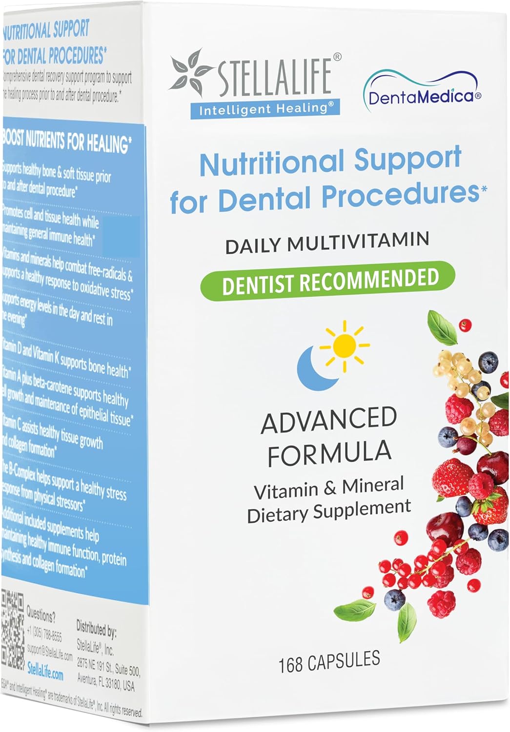 StellaLife DentaMedica Nutritional Support Capsules for Dental Surgery Recovery, Vitamin D3 & K2 for Bone and Gum Health, Vitamin A, B-Complex, Beta-Carotene, Zinc, CoQ10 - 168 Count