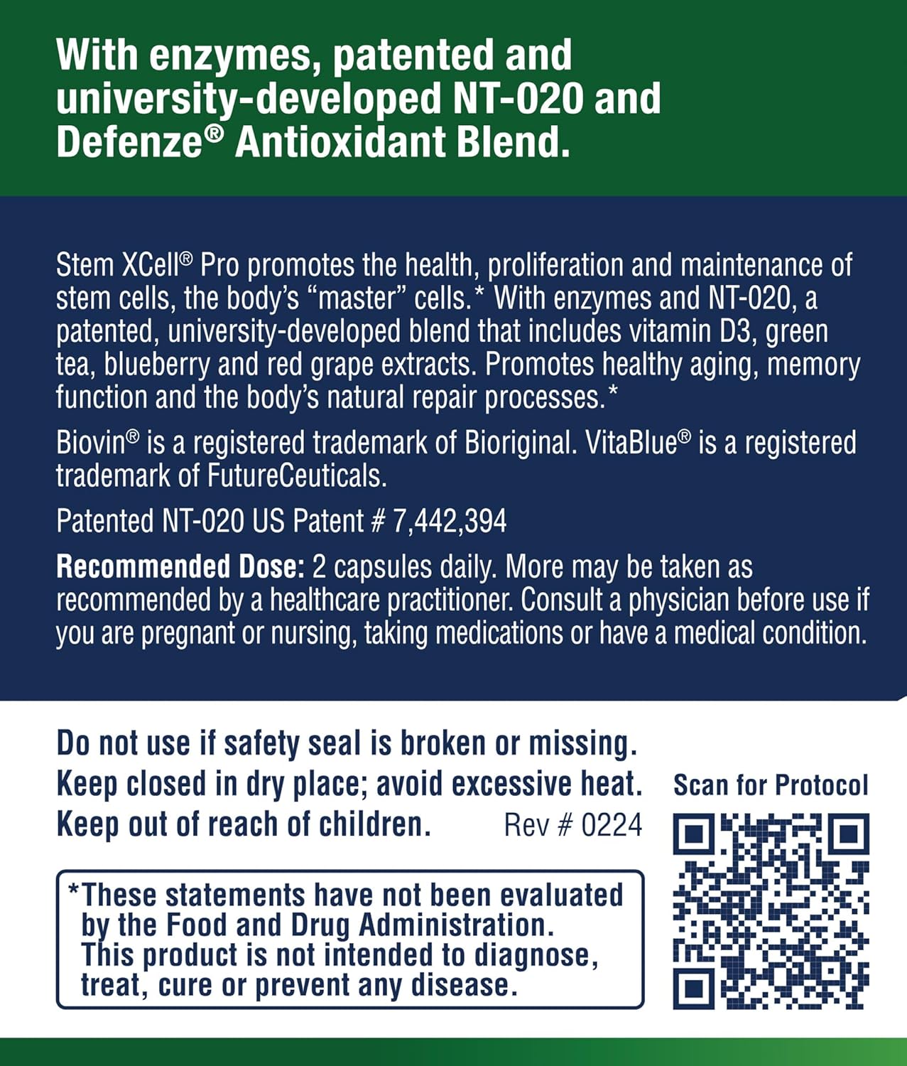 Stem XCell Pro by Enzyme Science: Antioxidant Support for Cellular & Immune Health, 60 Capsules
