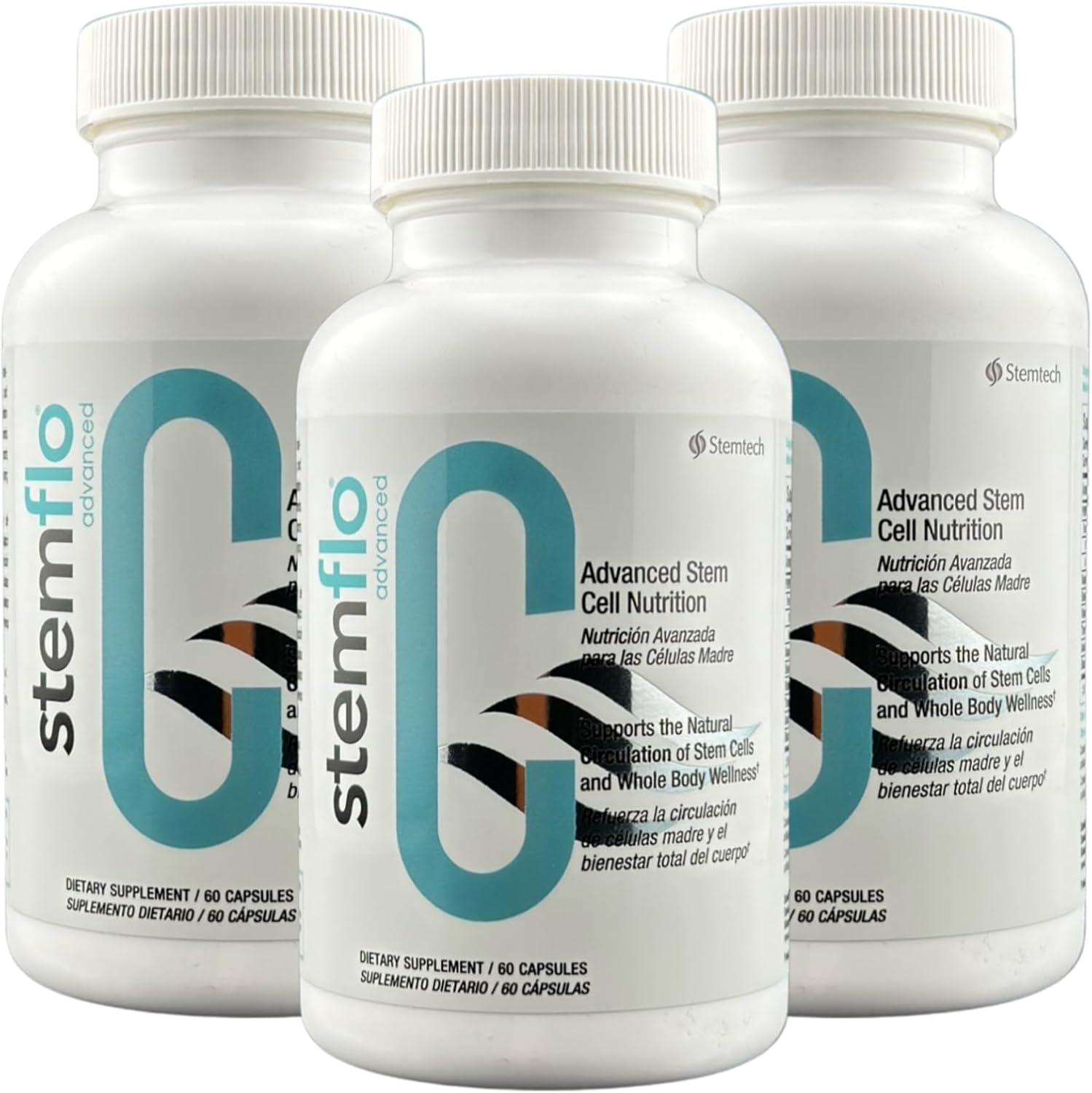 StemTech StemFlo® Advanced Formula 3 Pack - Trans-Resveratrol, Curcumin, & Antioxidants for Health & Longevity