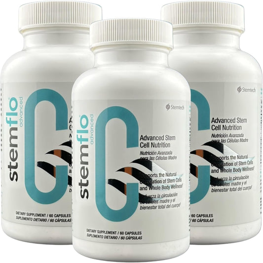 StemTech StemFlo® Advanced Formula 3 Pack - Trans-Resveratrol, Curcumin, & Antioxidants for Health & Longevity