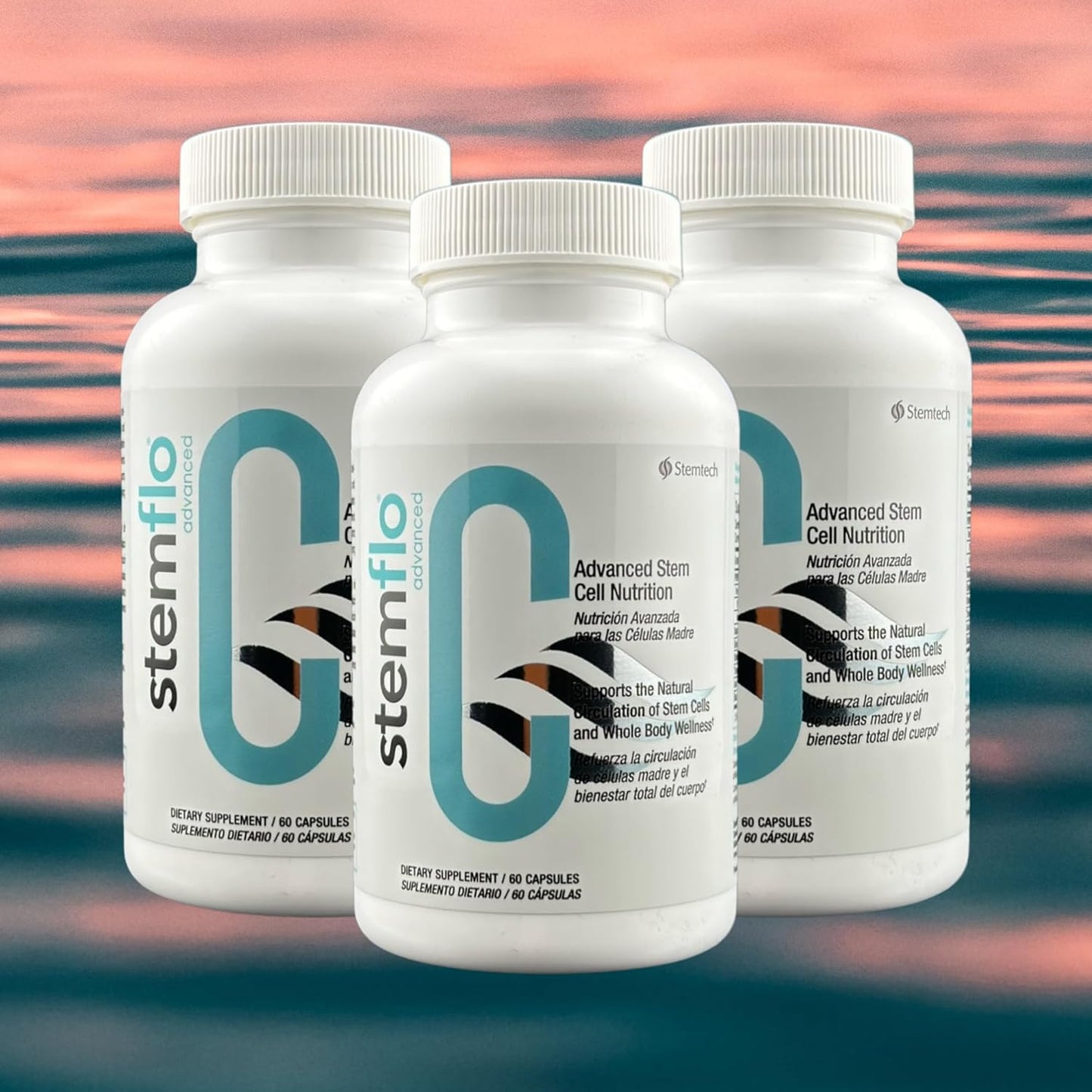 StemTech StemFlo® Advanced Formula 3 Pack - Trans-Resveratrol, Curcumin, & Antioxidants for Health & Longevity