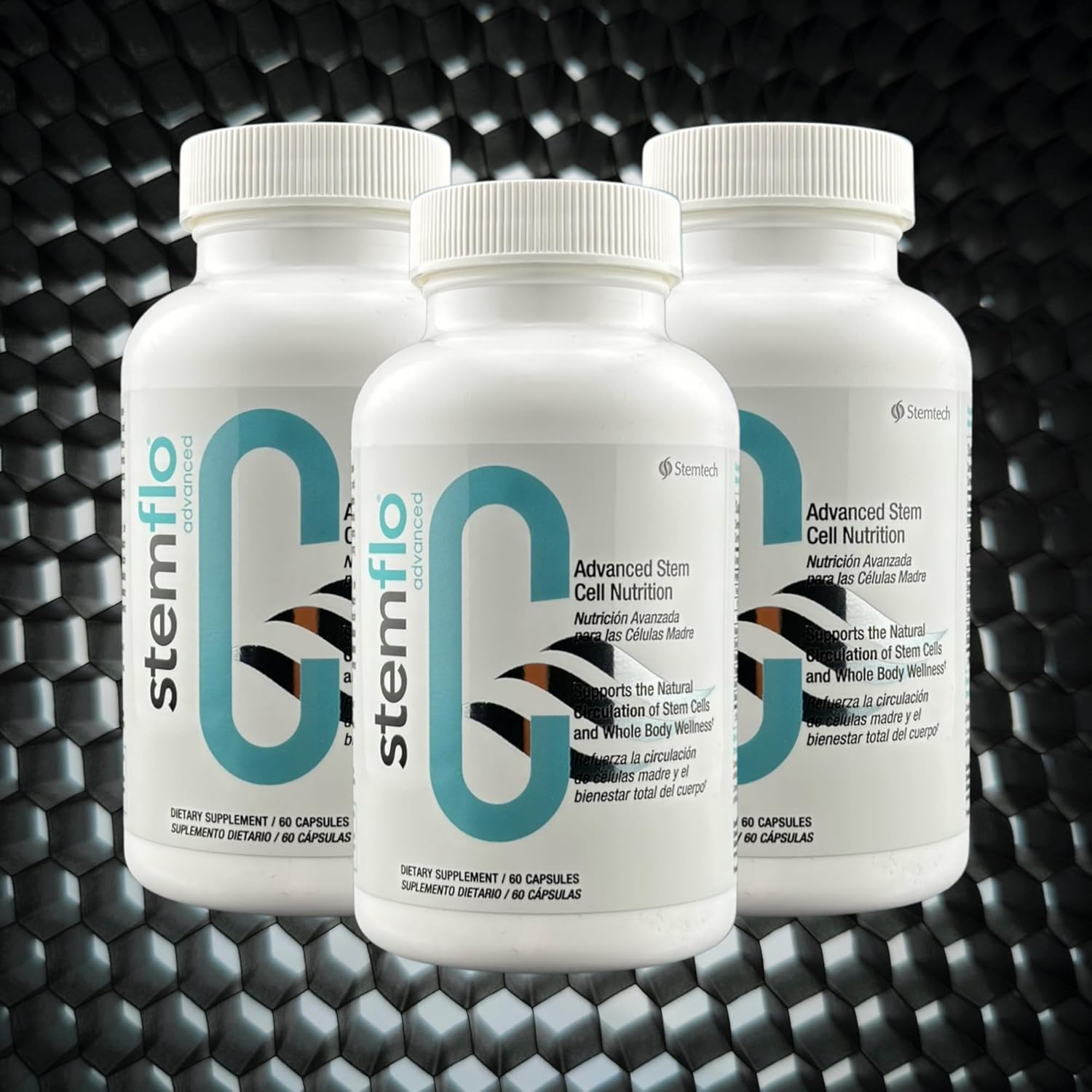StemTech StemFlo® Advanced Formula 3 Pack - Trans-Resveratrol, Curcumin, & Antioxidants for Health & Longevity