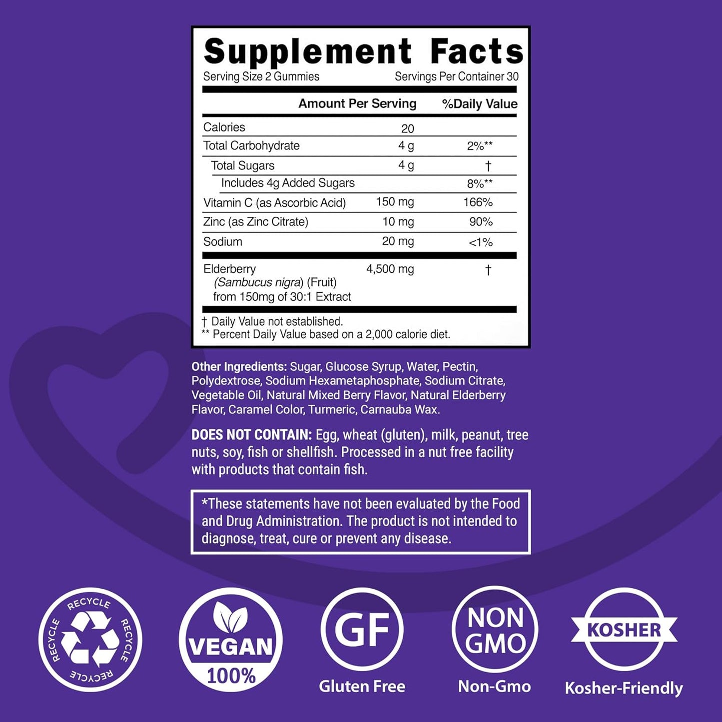 Steph's Pantry Immune Boosting Elderberry Gummies with Vitamin C, Zinc, and Antioxidant Support - Vegan Multivitamins for Adults and Kids (60 Gummies)