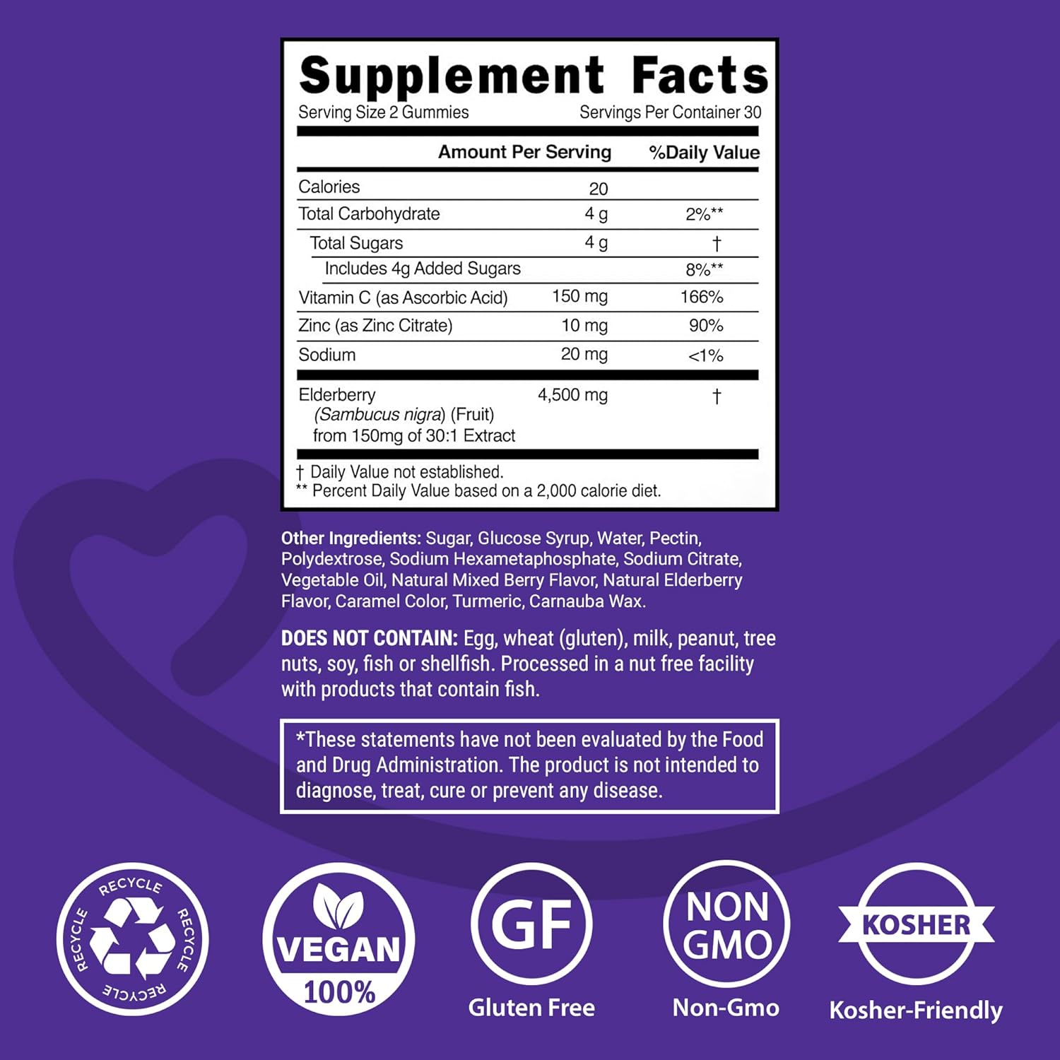 Steph's Pantry Immune Boosting Elderberry Gummies with Vitamin C, Zinc, and Antioxidant Support - Vegan Multivitamins for Adults and Kids (60 Gummies)
