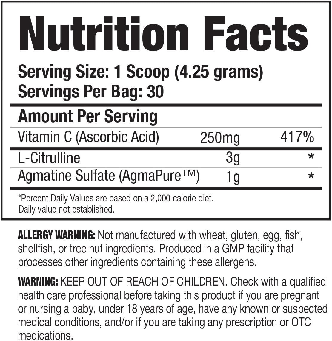 Stimulant-Free Nitric Oxide Booster with Agmapure & L-Citrulline | Enhances Power & Strength | 30 Servings