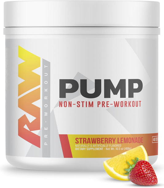 Stimulant-Free Pre Workout Powder for Enhanced Workouts | Nitric Oxide Booster Supplement | Strawberry Lemonade Flavor | 40 Servings