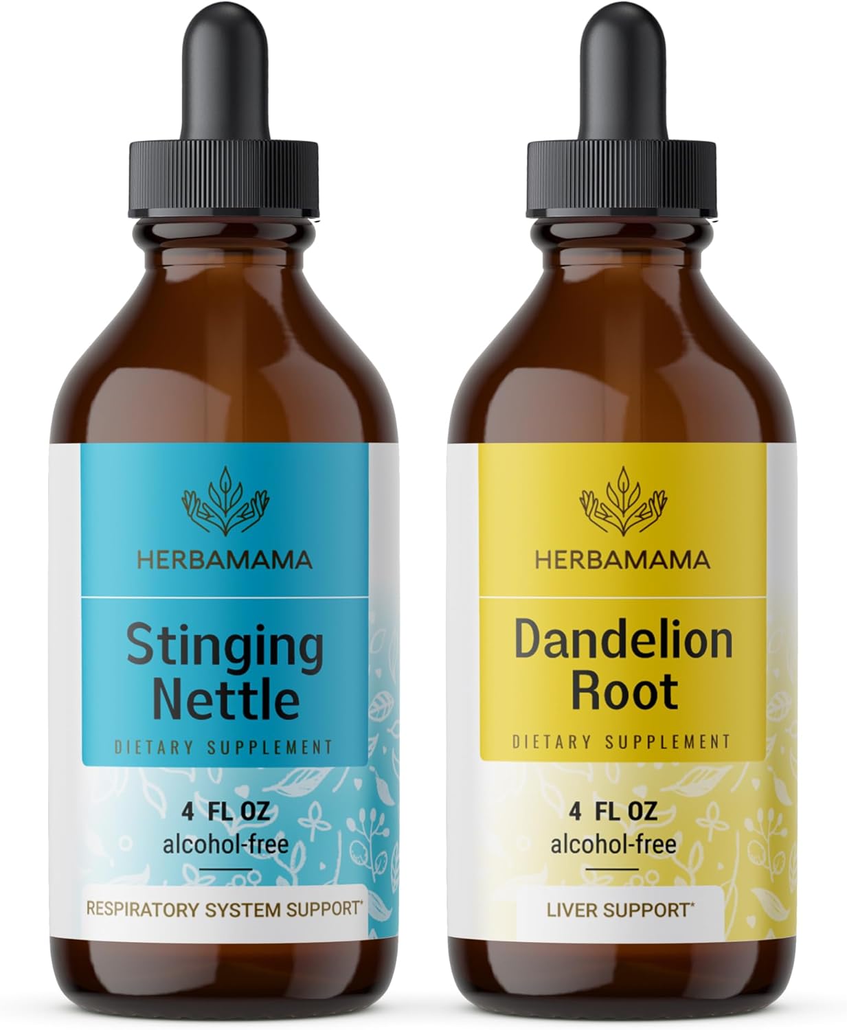 Stinging Nettle and Dandelion Root Herbal Liquid Drops Bundle - 4 fl oz Tinctures, Vegan & Non-GMO - Sugar & Alcohol-Free - 2 Pack