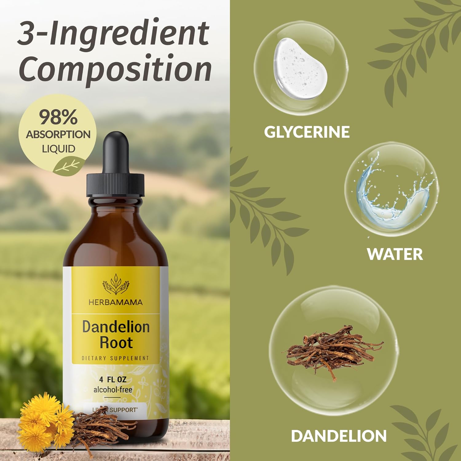 Stinging Nettle and Dandelion Root Herbal Liquid Drops Bundle - 4 fl oz Tinctures, Vegan & Non-GMO - Sugar & Alcohol-Free - 2 Pack