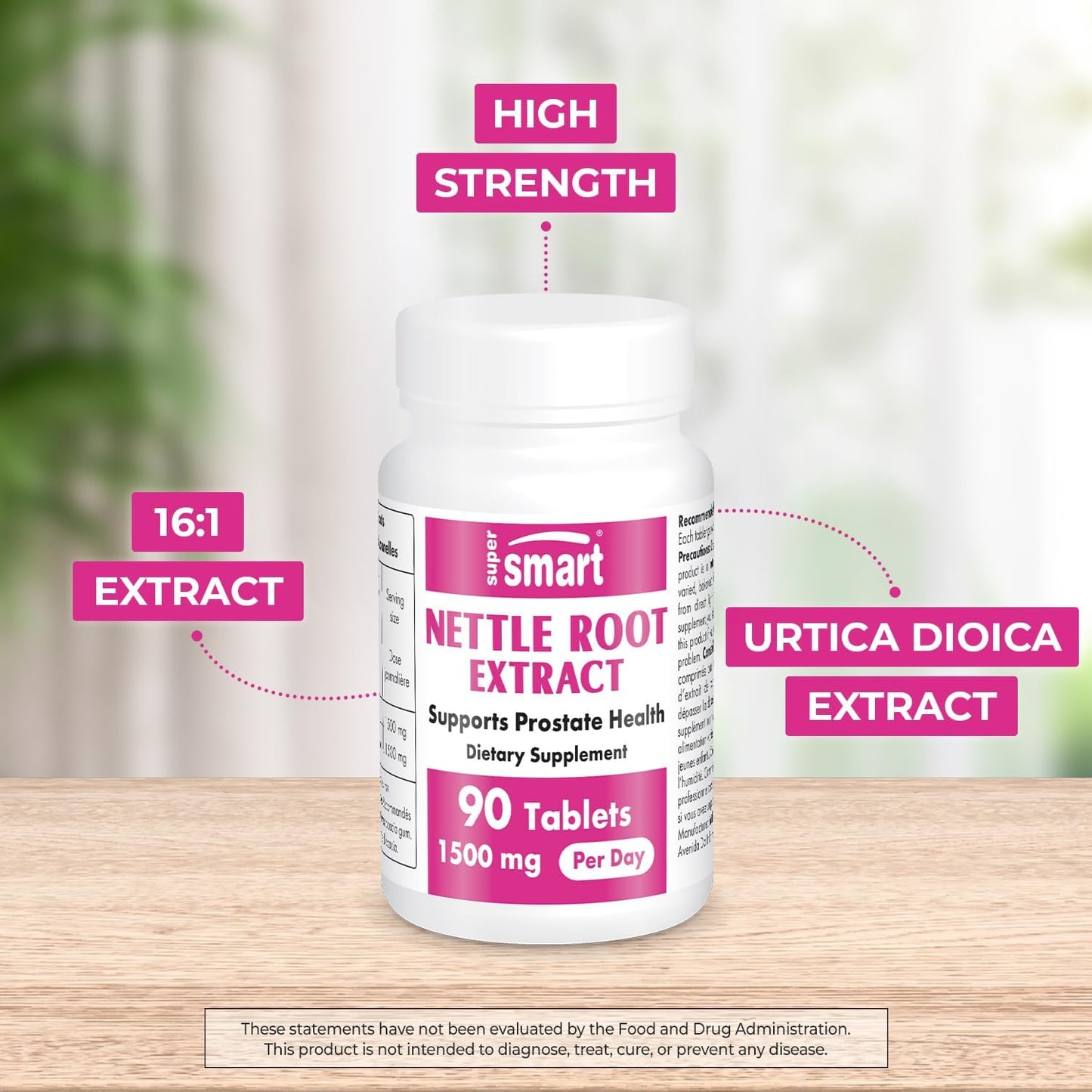 Stinging Nettle Root Extract 16:1 - Prostate & Urinary Health - Allergy Support - Non-GMO - 90 Tablets