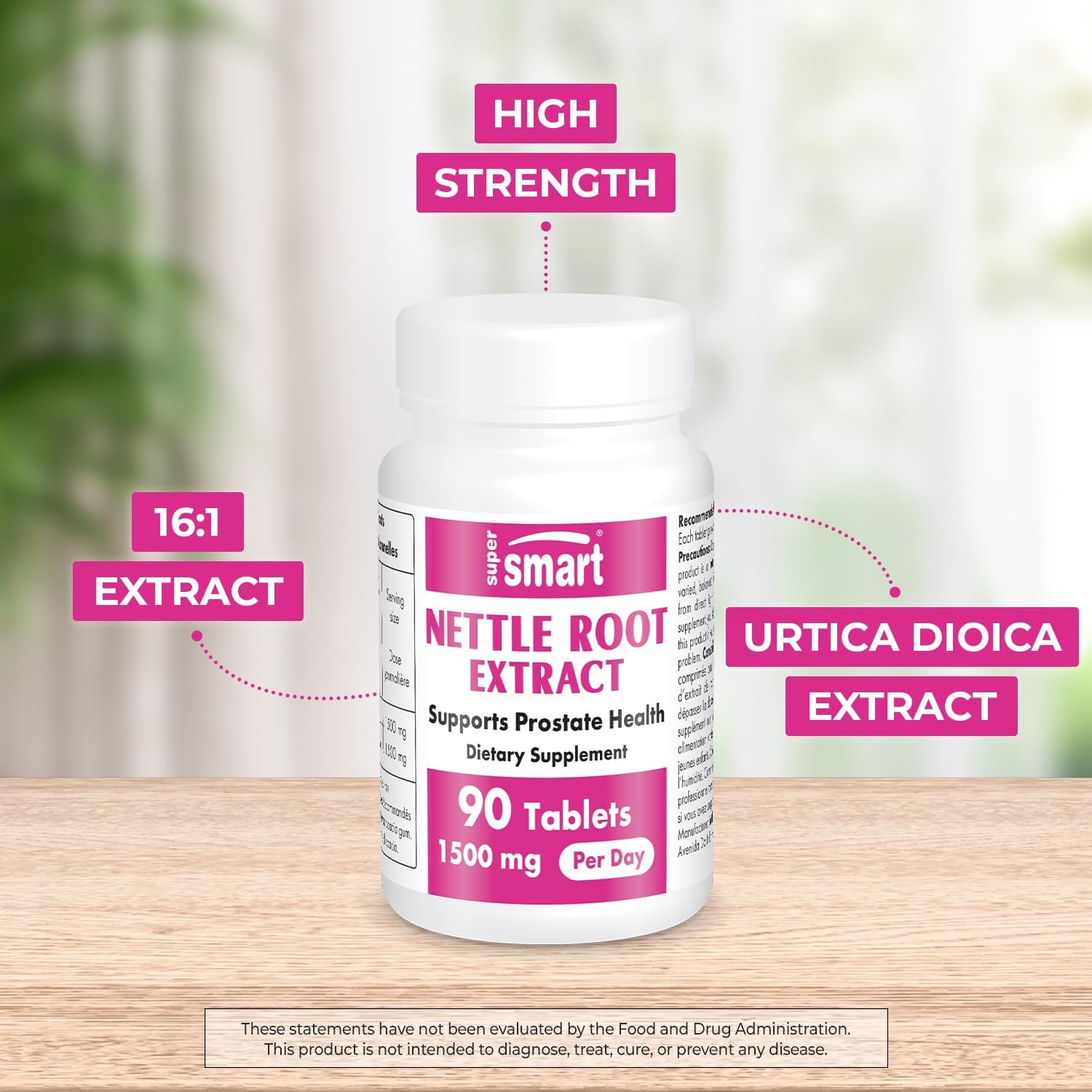 Stinging Nettle Root Extract 16:1 - Prostate & Urinary Health - Allergy Support - Non-GMO - 90 Tablets