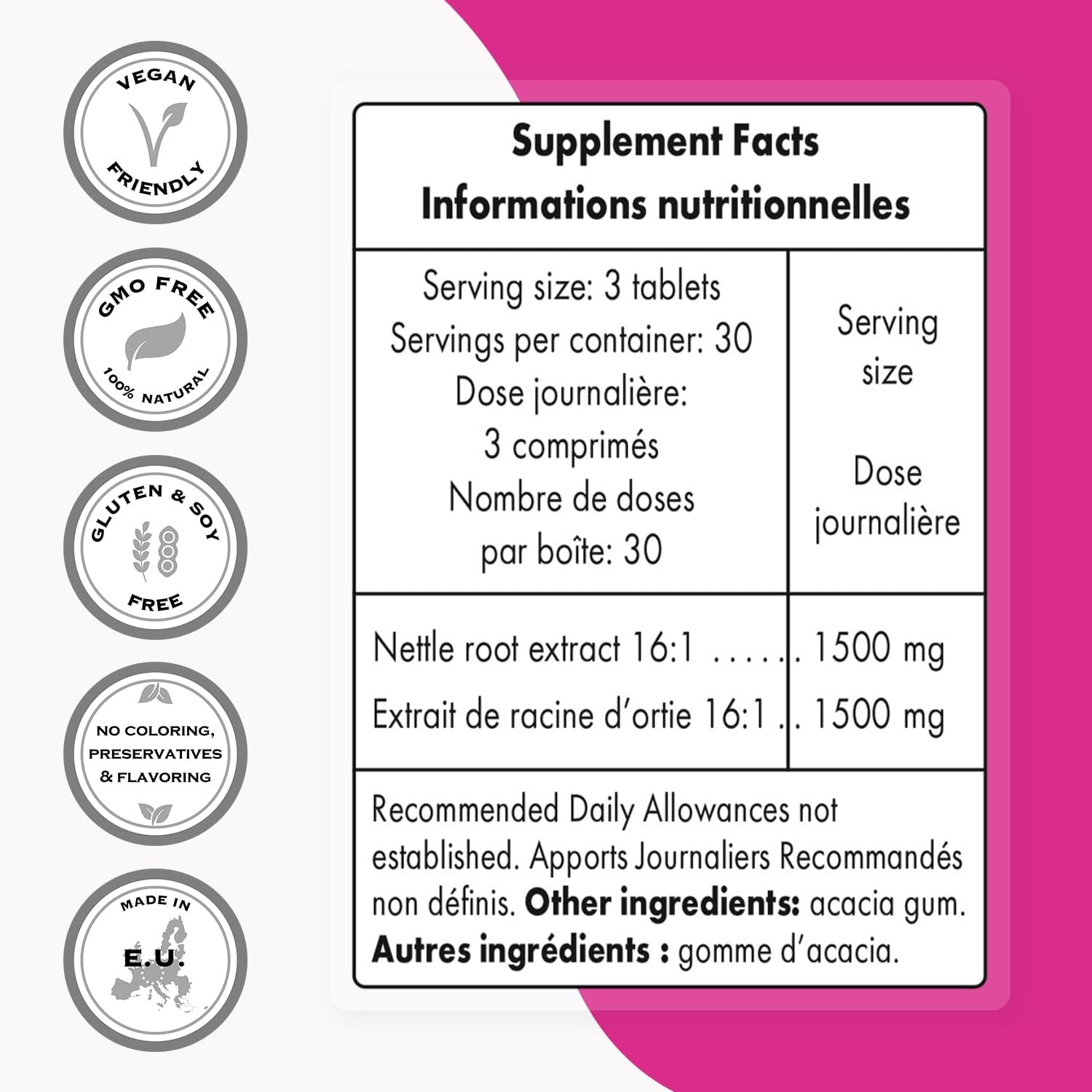 Stinging Nettle Root Extract 16:1 - Prostate & Urinary Health - Allergy Support - Non-GMO - 90 Tablets