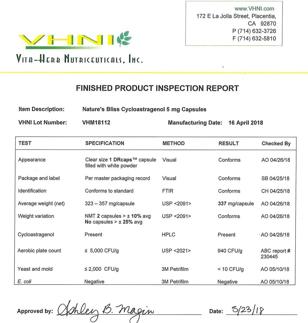 Stomach Acid Protected Cycloastragenol 99% for Super-Absorption, 5mg, 30 Capsules - Made in USA by Nature's Bliss