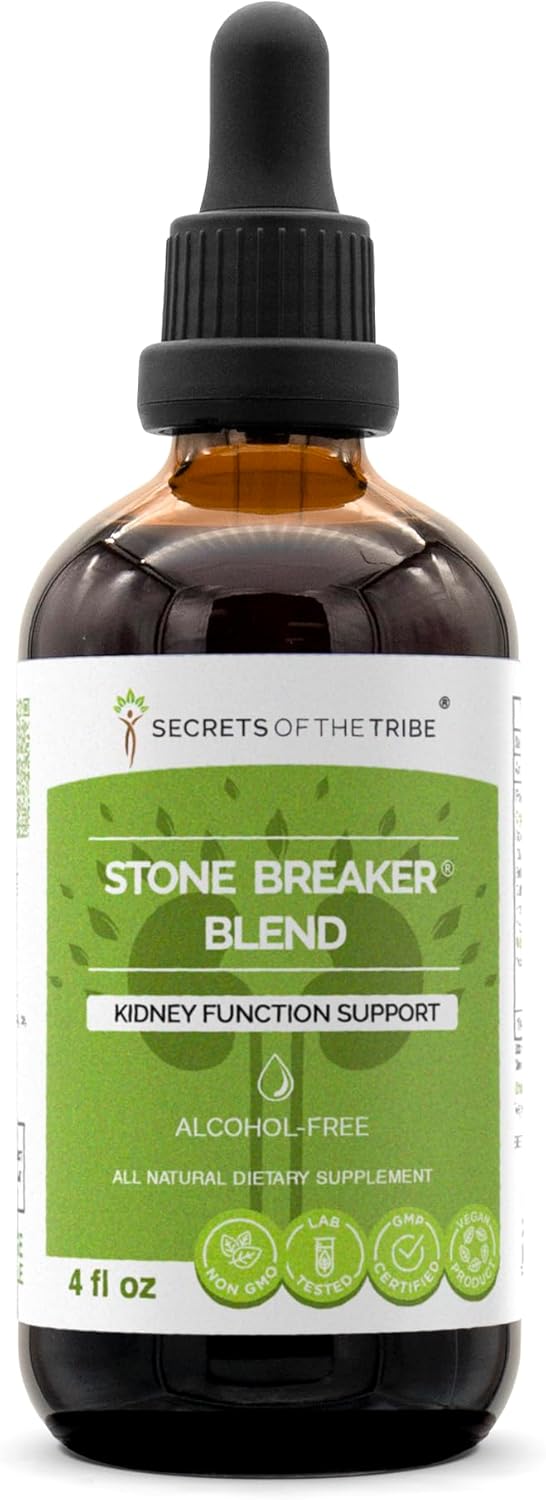 Stone Breaker Blend Alcohol-Free Extract with Burdock, Yucca, Goldenrod, Horsetail, and Tribulus - Kidney Function Support Glycerite Tincture (4 fl oz)