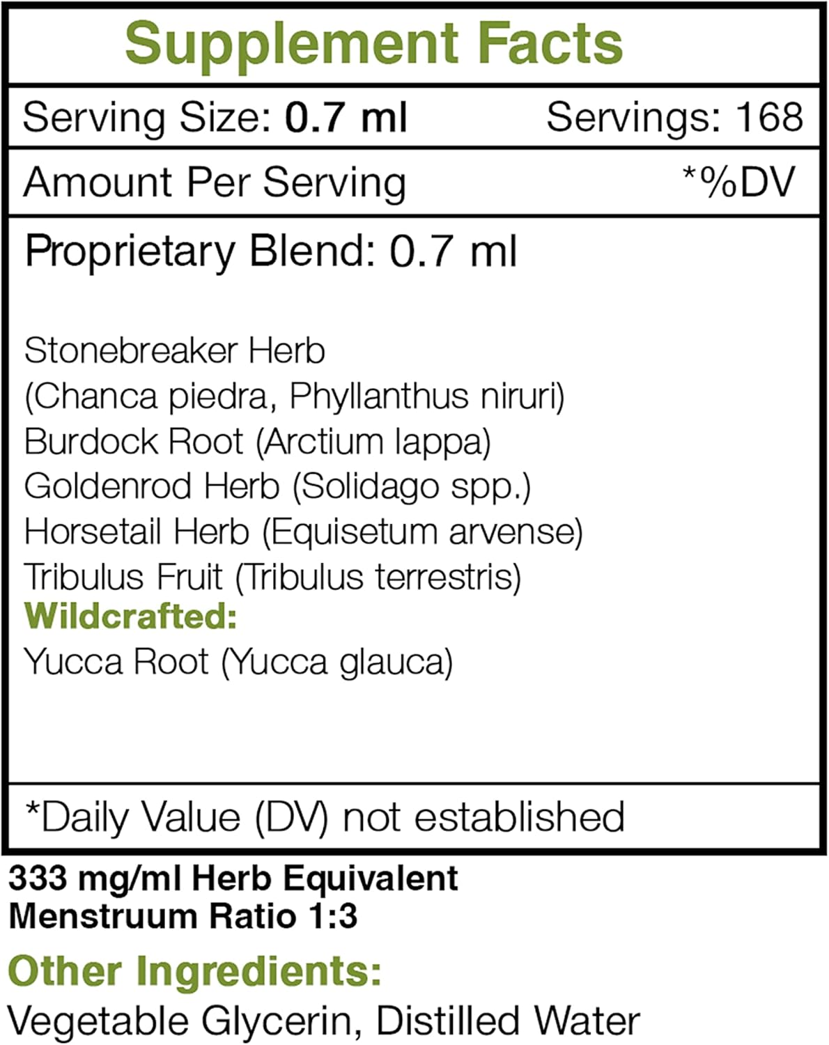 Stone Breaker Blend Alcohol-Free Extract with Burdock, Yucca, Goldenrod, Horsetail, and Tribulus - Kidney Function Support Glycerite Tincture (4 fl oz)