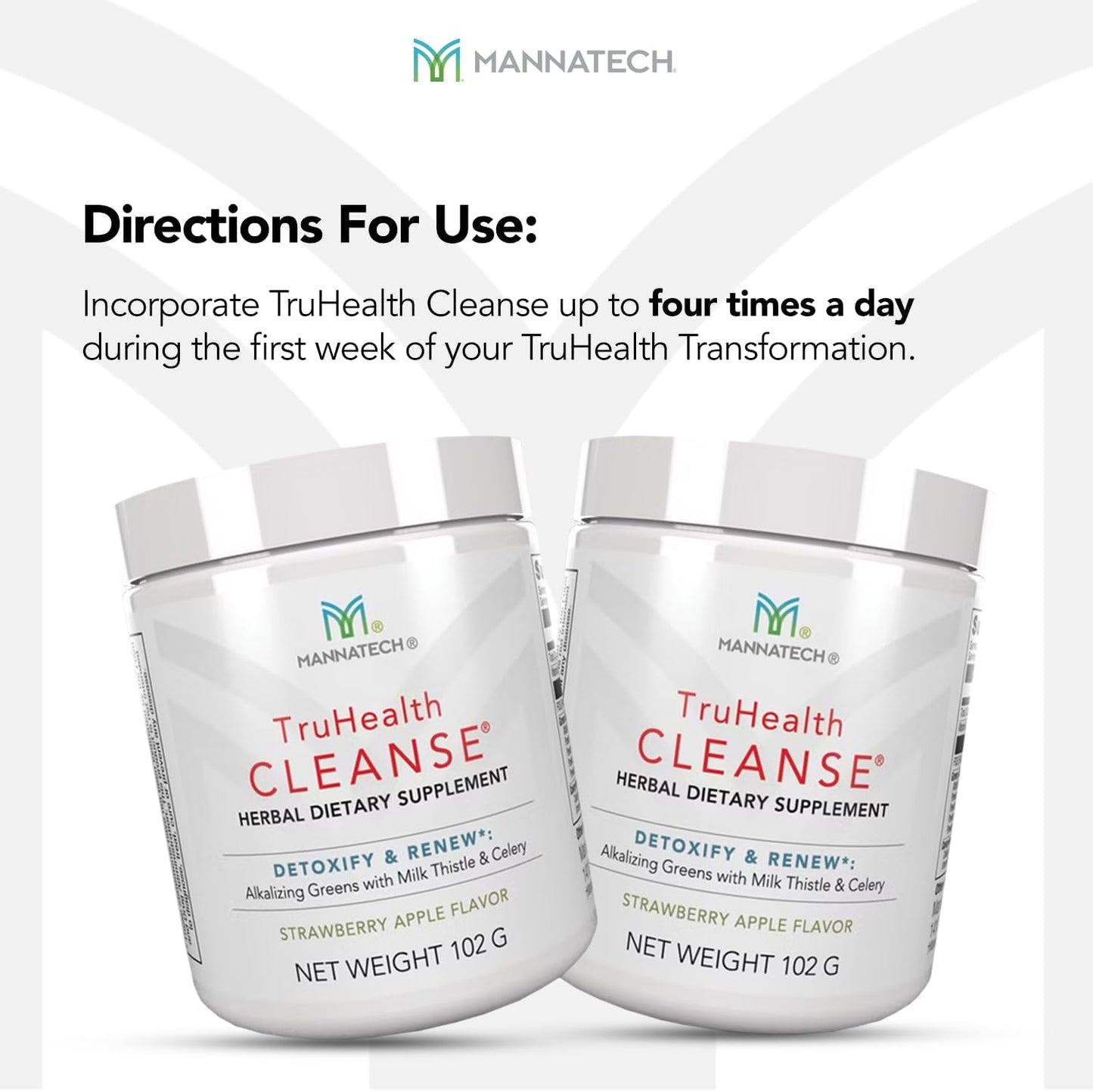 Strawberry Apple Prebiotic Fiber Drink Mix with Digestive Enzymes & Greens - Supports Digestion and Cellular Health - Mannatech TruHealth Cleanse 102g