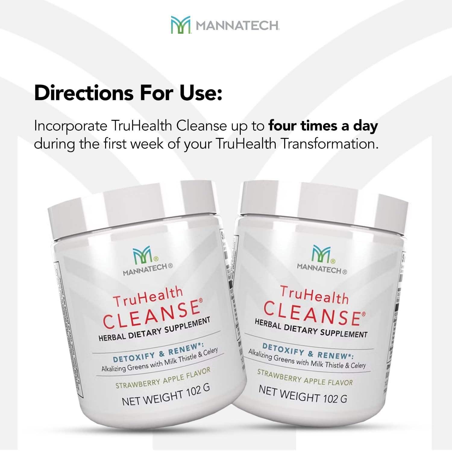 Strawberry Apple Prebiotic Fiber Drink Mix with Digestive Enzymes & Greens - Supports Digestion and Cellular Health - Mannatech TruHealth Cleanse 102g