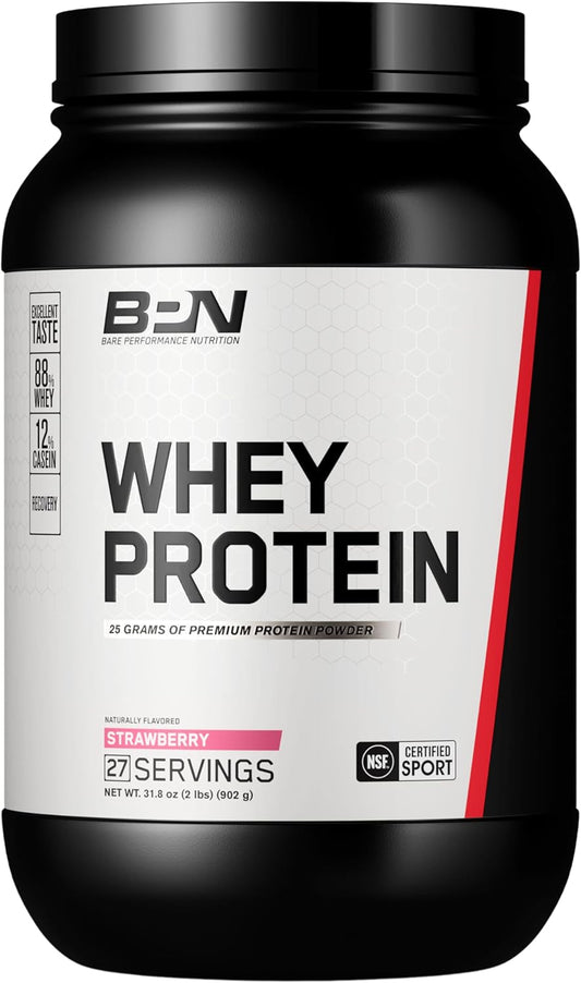 Strawberry BPN Whey Protein + Casein Powder Blend, 25g Protein per Serving, Lean Muscle Recovery, 27 Servings