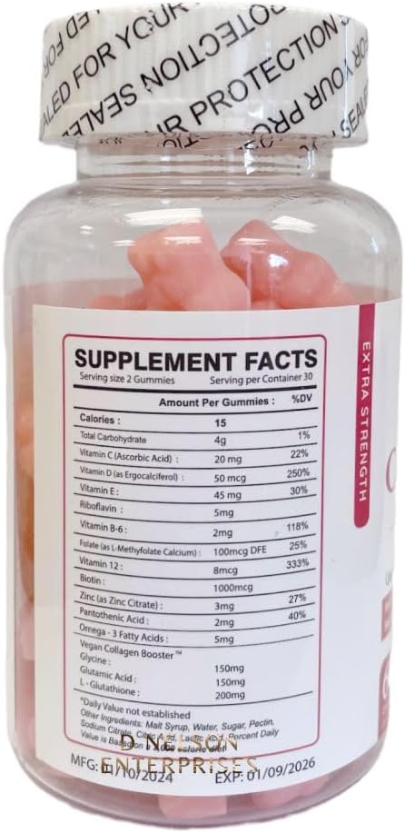 Strawberry & Cranberry Flavor Glow Glutathione Collagen Gummies Bundle - 60 Chewables