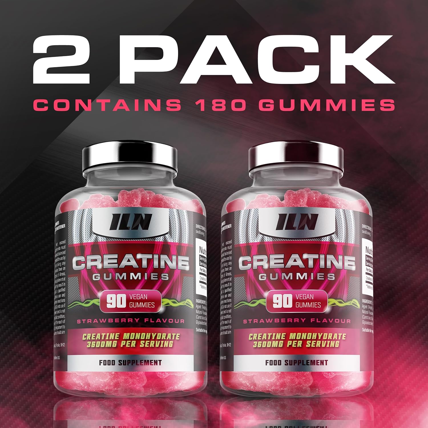 Strawberry Flavored Iron Labs Nutrition Creatine Gummy Bears - 3600mg Per Serving - High Strength Vegan Creatine for Men & Women - 180 Gummies