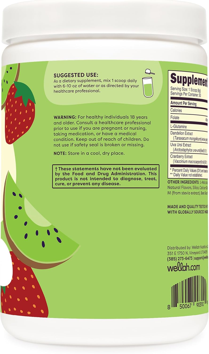 Strawberry Kiwi L-Glutamine Powder - 50 Servings, 5g Per Serving, Sweetened with Stevia