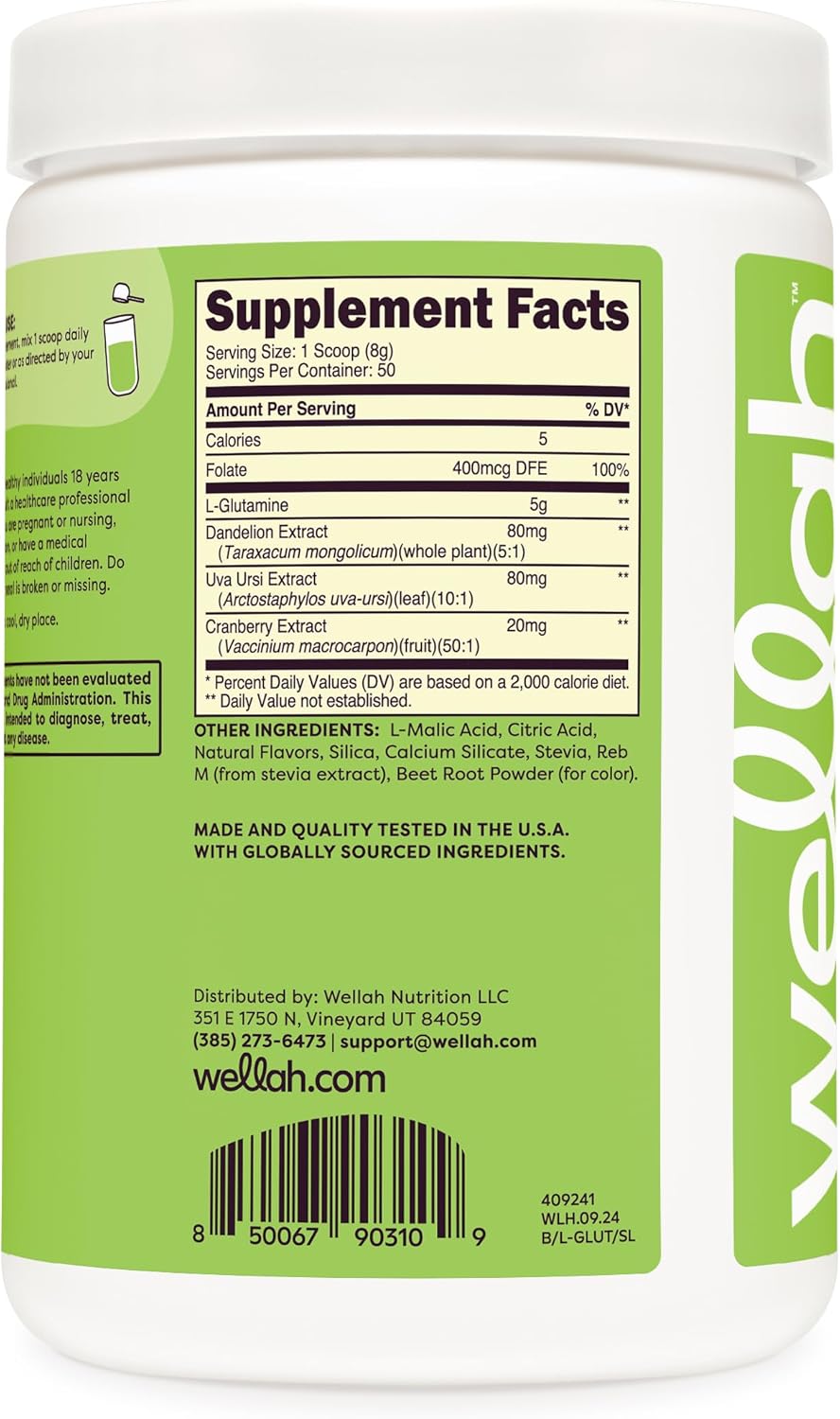 Strawberry Kiwi L-Glutamine Powder - 50 Servings, 5g Per Serving, Sweetened with Stevia