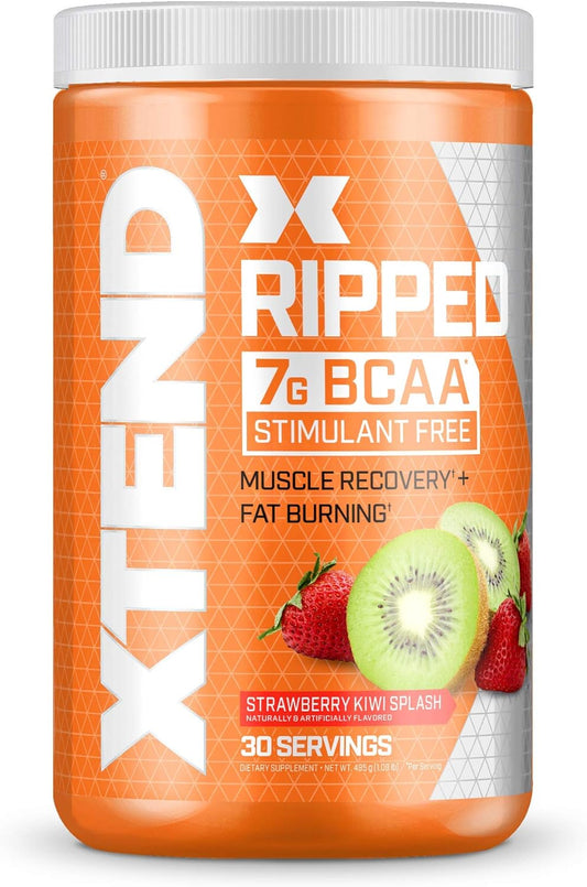 Strawberry Kiwi XTEND Ripped BCAA Powder - Sugar Free Post Workout Recovery Drink with 7g BCAAs - Cutting Formula for Men & Women - 30 Servings