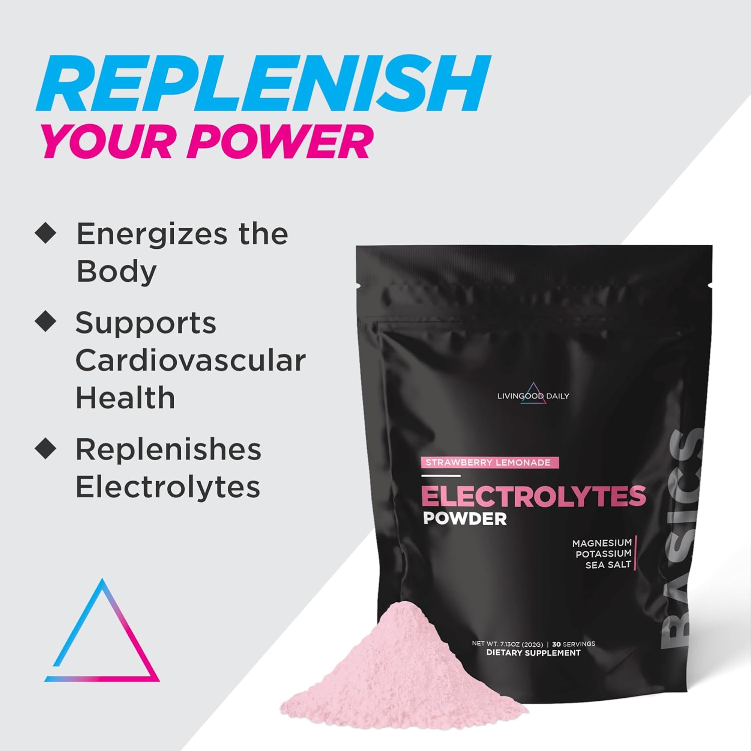 Strawberry Lemonade Electrolyte Powder - No Sugar, Sugar-Free Dietary Supplement for Hydration & Energy - Non-GMO, Keto, Vegan