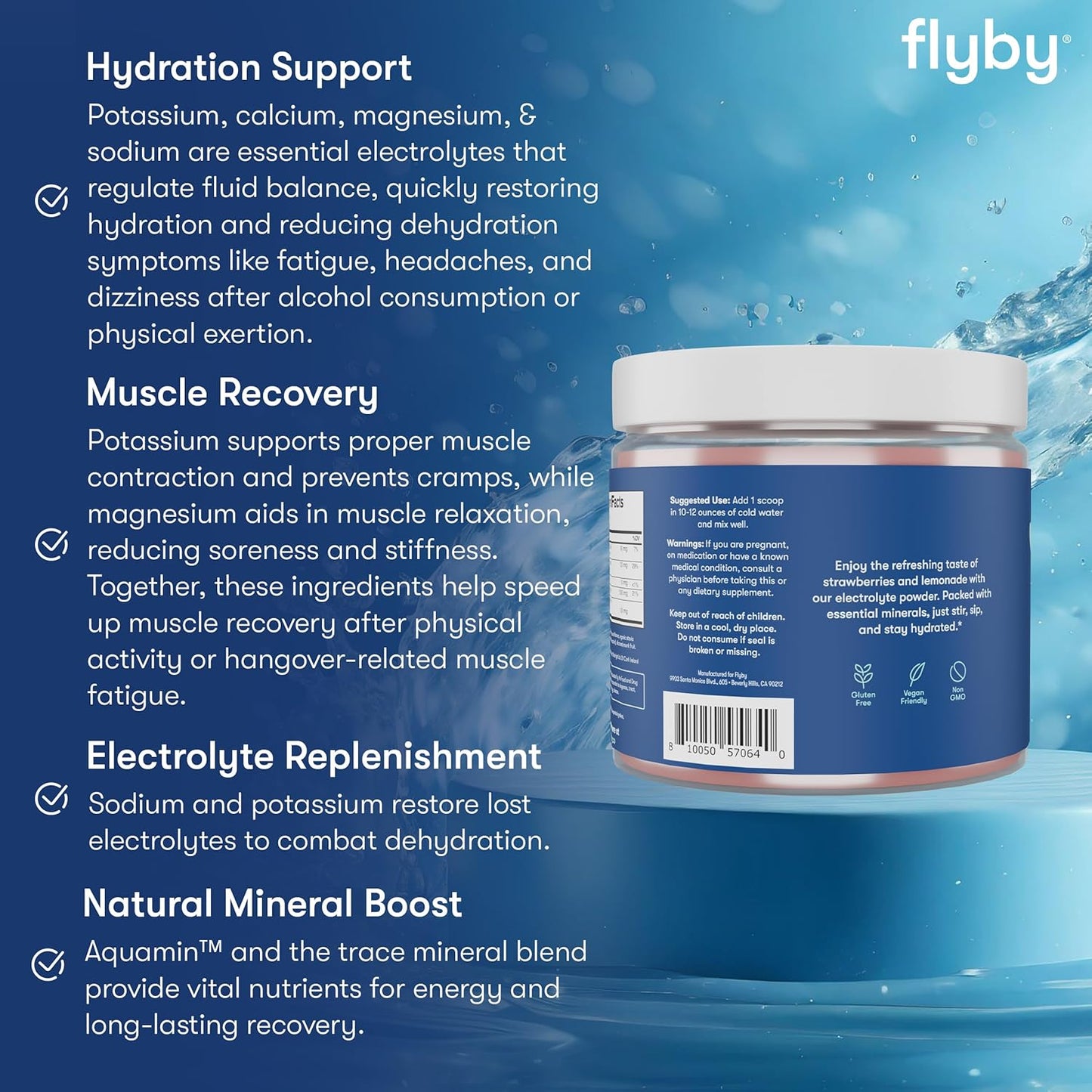 Strawberry Lemonade Electrolyte Powder with Potassium, Calcium, Magnesium, Sea Salt, Trace Minerals | Electrolyte Recovery | Non-GMO & Gluten-Free